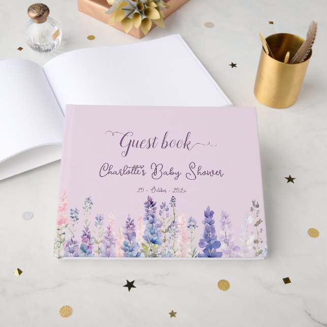 Livre D'or Colorful Lupine Flowers Baby Shower (Recto ouvert)