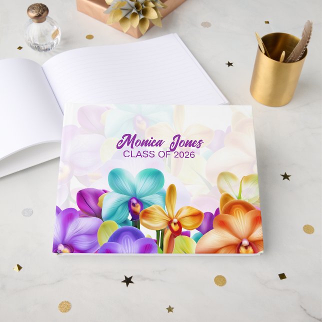 Livre D'or Colorful Orchids Graduation  (Recto ouvert)