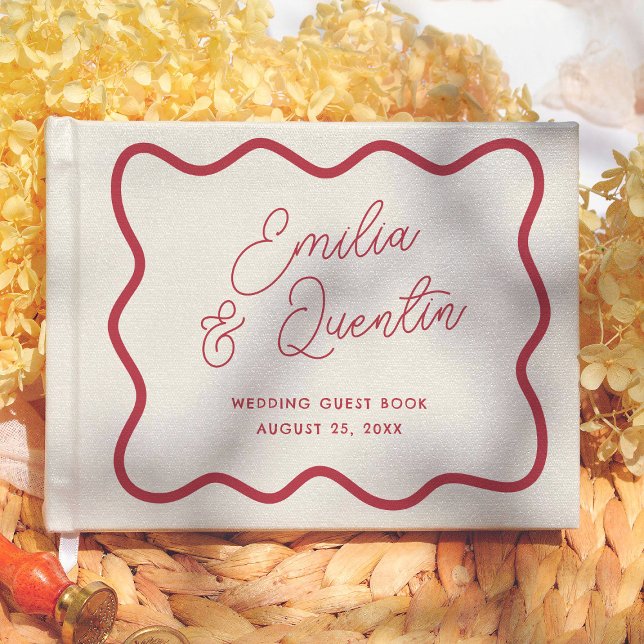 Livre D'or Colorful Retro Wavy Frame  Modern Wedding (Créateur téléchargé)