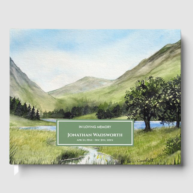 Livre D'or Condolence Aquarelle Lac Buttermere Cumbria (Recto)
