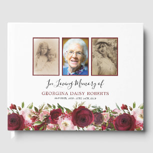 Livre D'or Condolence funéraire 3 Photo Memorial Floral