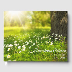 Livre D'or Condolence funéraire Sunlit Spring Meadow