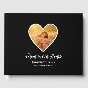 Livre D'or Condolence Photo Coeur noir Calligraphie moderne