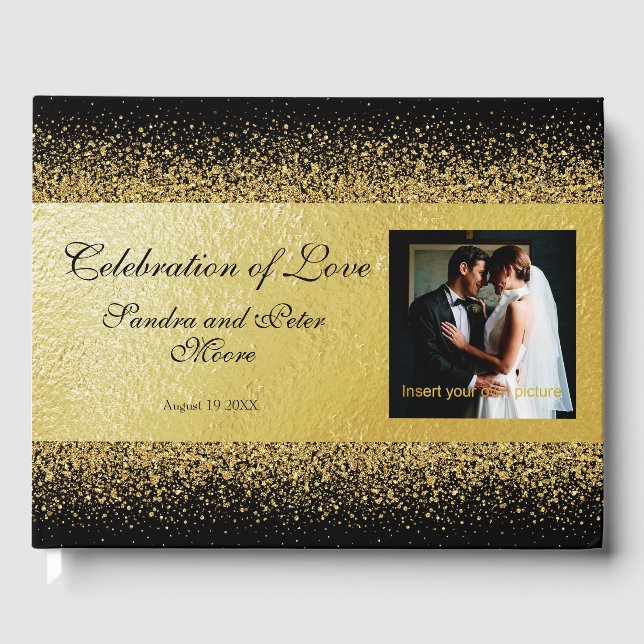 Livre D'or Confetti Gold Foil de luxe sur Noir (Recto)