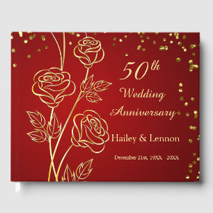 Livre D'or Confetti Rose d'or 50e anniversaire de Mariage