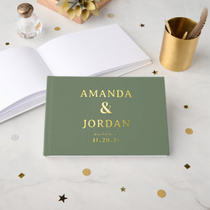 Livre D'or Confettis Verts Étoilés Sophistiqués