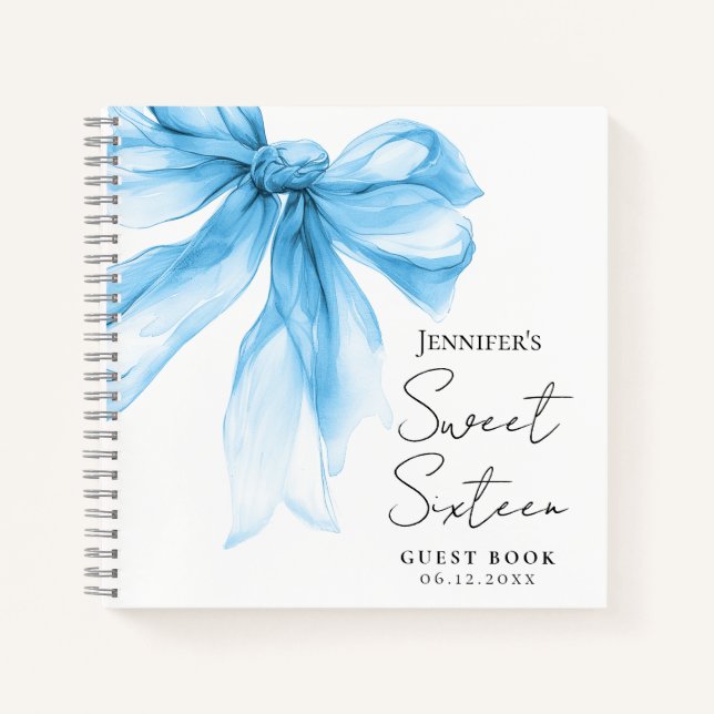 Livre d'or Coquette Blue Bow Script pour un Sweet  (Devant)