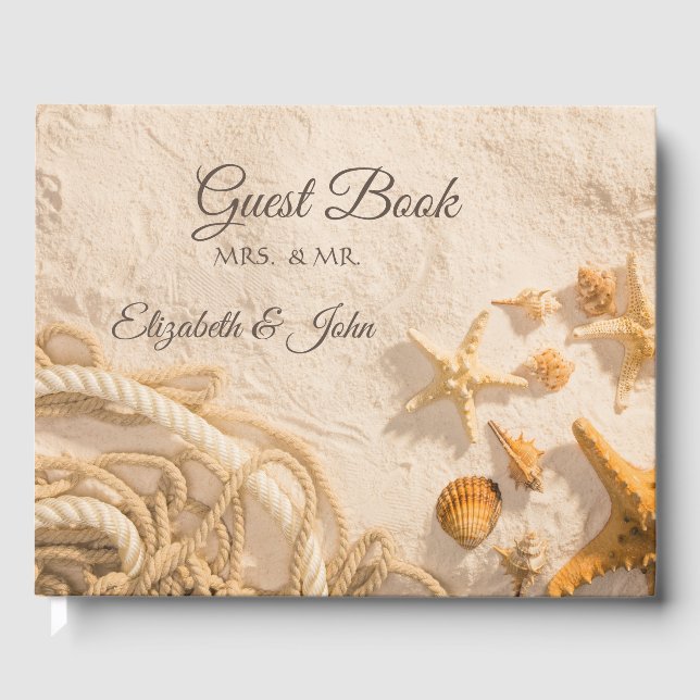 Livre D'or Coquillages Corde Sable  Mariage (Recto)