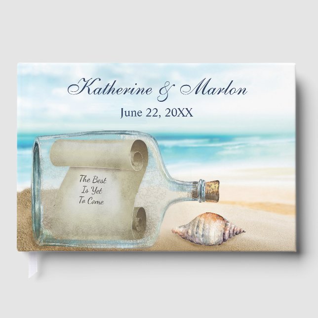 Livre D'or Coquillages Message dans une Bouteille | Mariage (Recto)