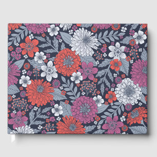 Livre D'or Corail, Magenta et Zinnias bleu