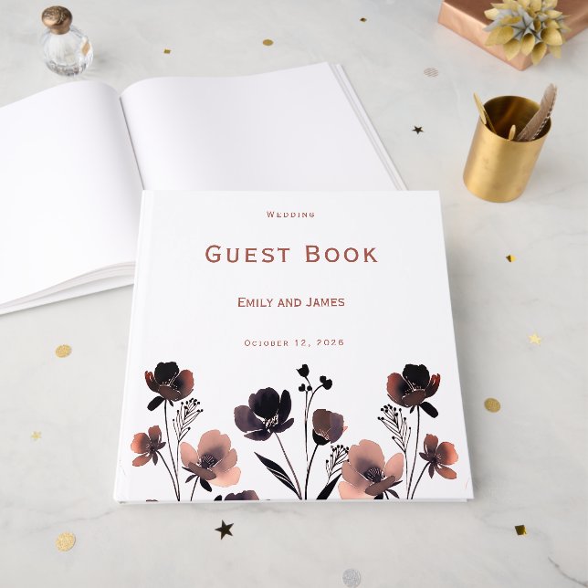 Livre D'or Coral Floral Wedding (Recto ouvert)