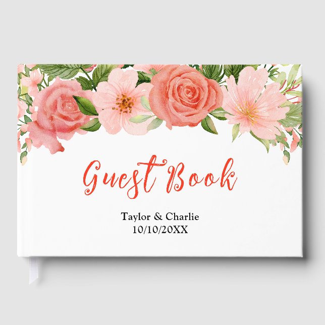 Livre D'or Coral rose rose Roses Mariage Floral (Recto)