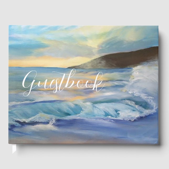 Livre D'or Coucher de soleil sur la plage bleu marine (Recto)