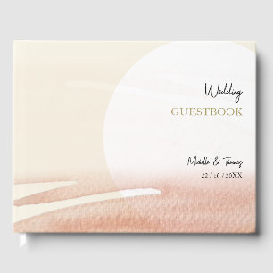 Livre D'or Couleur d'eau rose corail pâle Sunset Abstraite