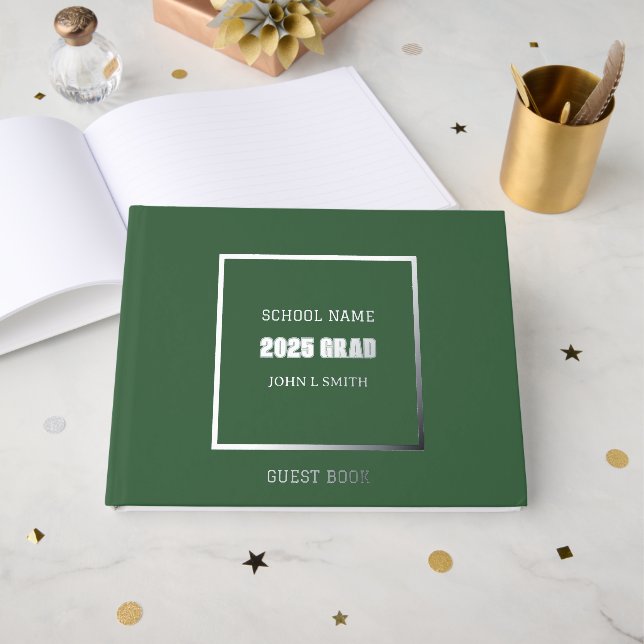 Livre D'or Couleur Vert Chasseur École Remise des diplômes (Recto ouvert)