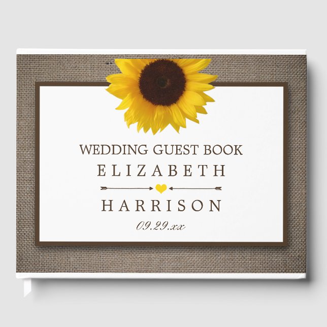 Livre D'or Country Rustic Tournesol & Mariage Burlap (Recto)