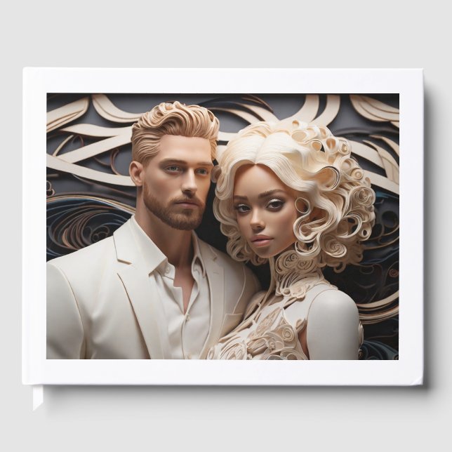 Livre D'or Couple mariage habillé en blanc (Recto)