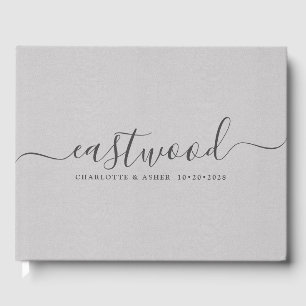 Livre D'or Couple Nom Mariage Monogram Grey Faux Linen