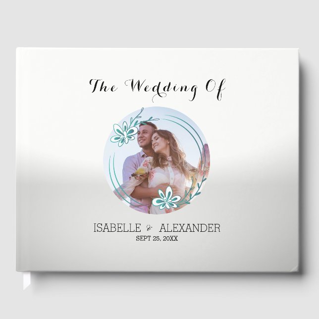 Livre D'or Courbe Turquoise Photo personnalisée (Recto)