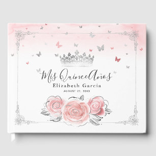 Livre D'or Couronne argentée rose rose poudrée Elégante Quinc