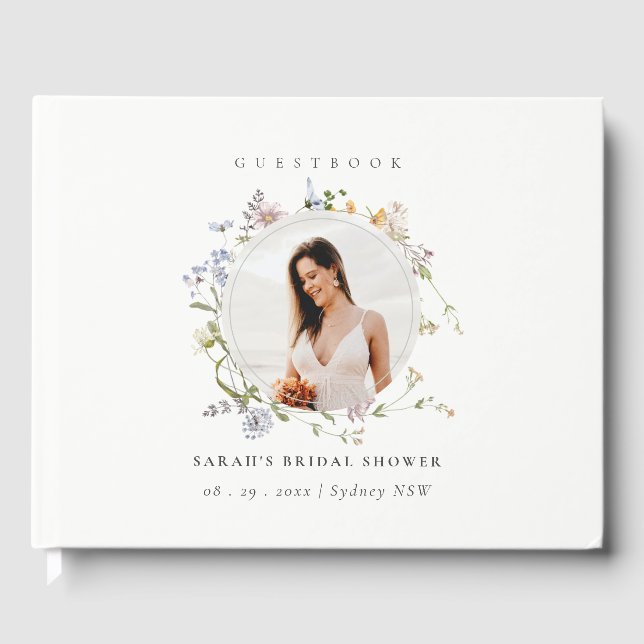 Livre D'or Couronne de fleurs champêtres rustique pour photo  (Recto)