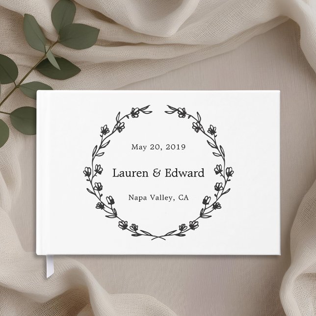 Livre D'or Couronne de fleurs rustique pour mariage (Créateur téléchargé)