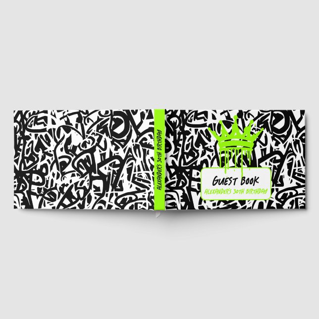 Livre D'or Couronne de graffiti noir vert Anniversaire (Complet)