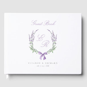 Livre D'or Couronne de lavande et monogramme de mariage avec