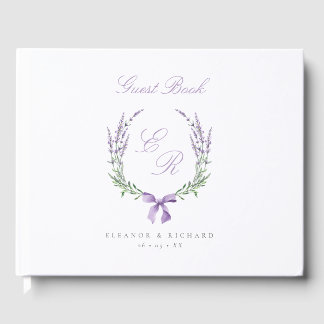 Livre D'or Couronne de lavande et monogramme de mariage avec