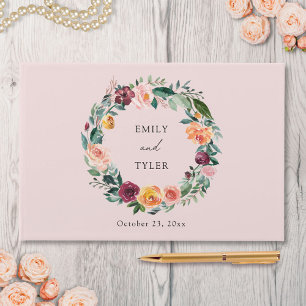 Livre D'or Couronne de mariage de fleurs de rose d'automne