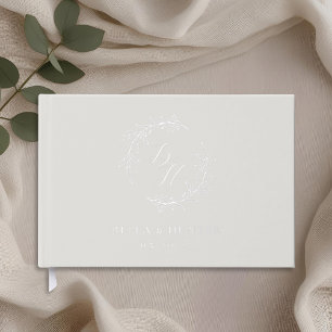 Livre D'or Couronne de monogramme élégante beige et argentée