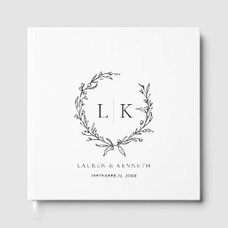Livre D'or Couronne de monogramme Mariage Noir Blanc