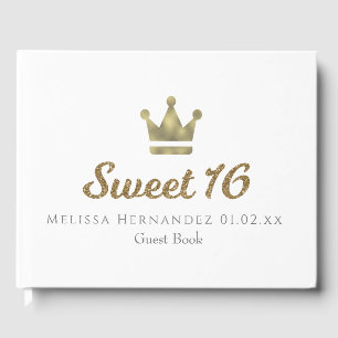 Livre D'or Couronne de princesse pailletée or Sweet 16