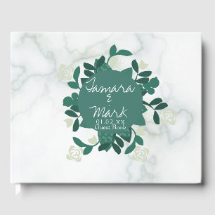 Livre D'or Couronne de roses florales en marbre pour logo de