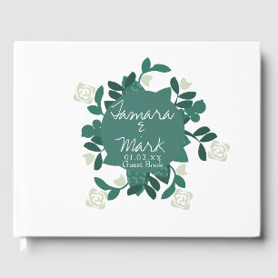 Livre D'or Couronne de roses florales Logo de mariage botaniq