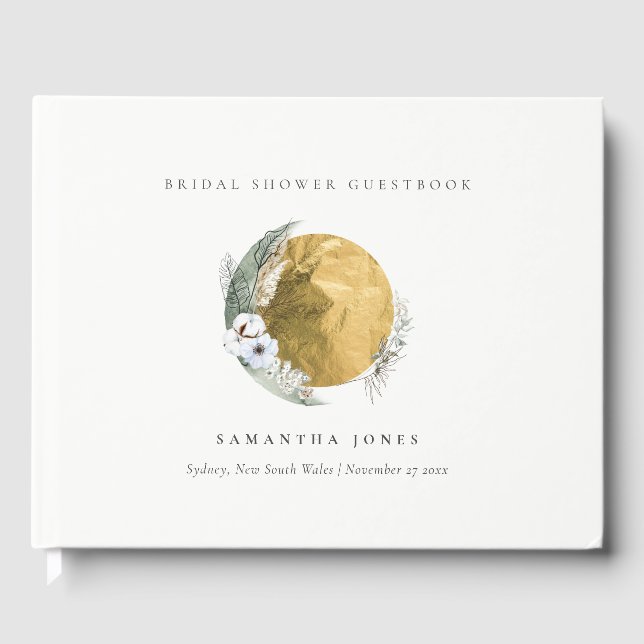 Livre D'or Couronne florale verte de la saga Boho Gold pour u (Recto)