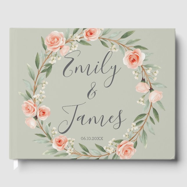 Livre D'or Couronne rose verte et romantique (Recto)