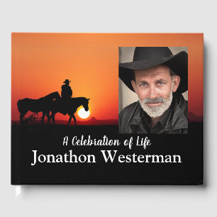 Livre D'or Cowboy Cheval au coucher du soleil Célébration de