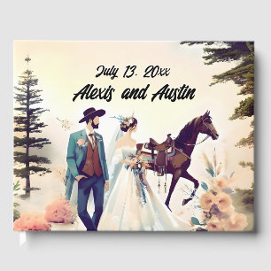 Livre D'or Cowboy, mariée et cheval Mariage de style occident