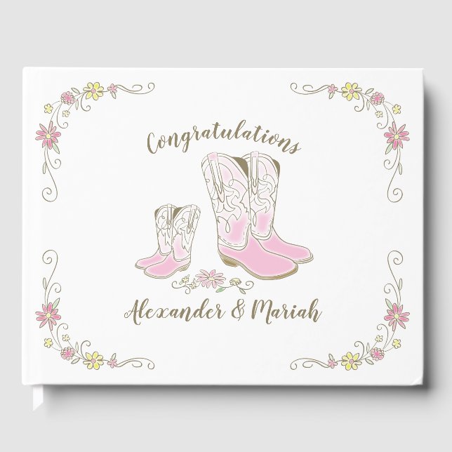 Livre D'or Cowgirl Baby shower Pays Western Rose Girl (Recto)