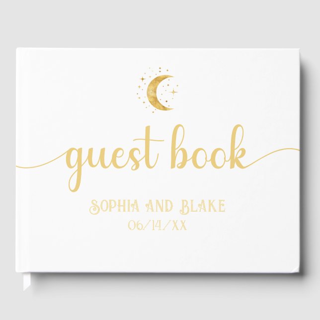 Livre D'or Crescent Moon Starry Nuit blanche Mariage (Recto)