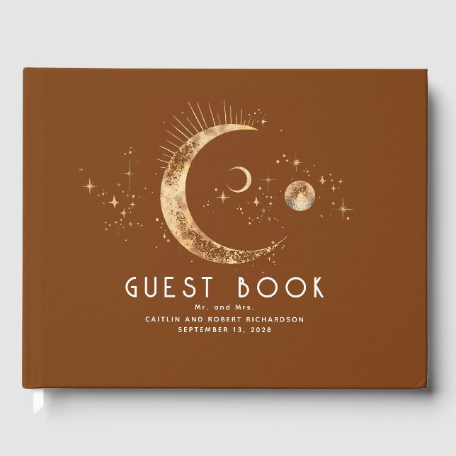 Livre D'or Crescent Moon Starry Nuit Mariage céleste (Recto)