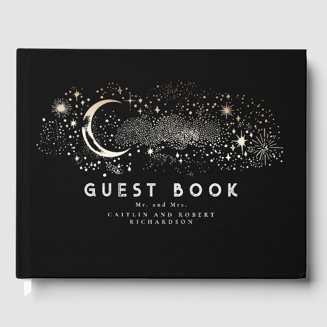 Livre D'or Crescent Moon Starry Nuit Mariage céleste (Recto)