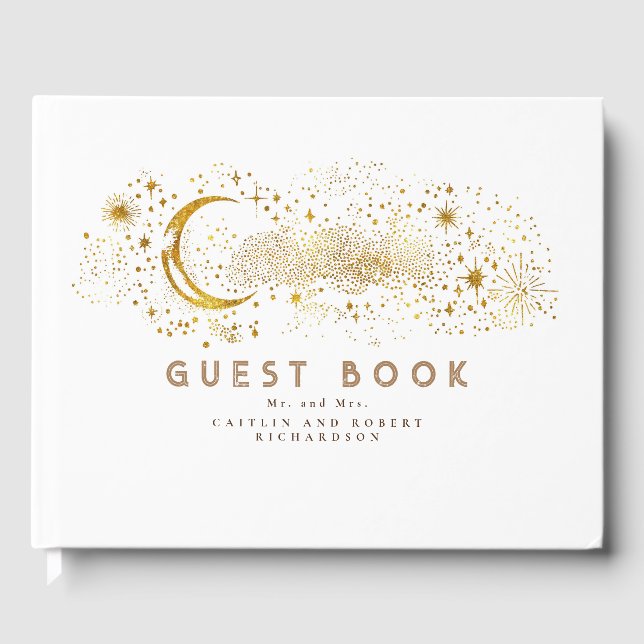 Livre D'or Crescent Moon Starry Nuit Mariage céleste (Recto)