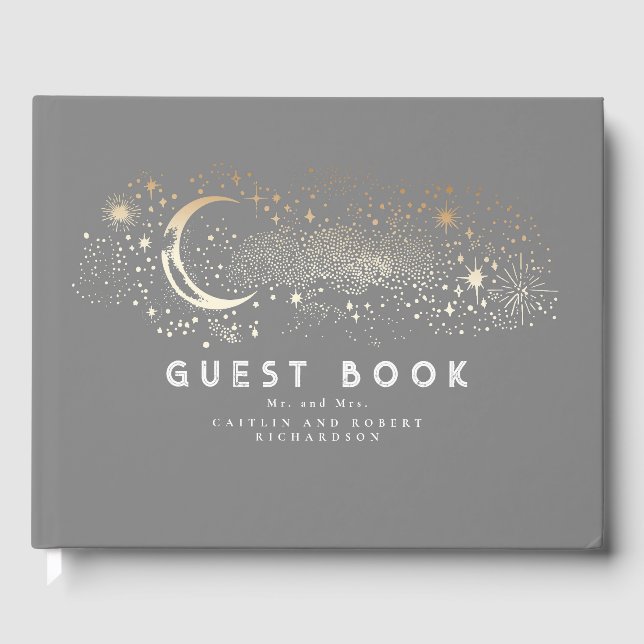 Livre D'or Crescent Moon Starry Nuit Mariage céleste (Recto)