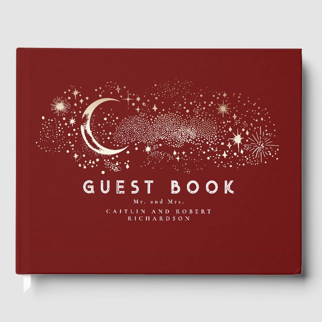 Livre D'or Crescent Moon Starry Nuit Mariage céleste (Recto)