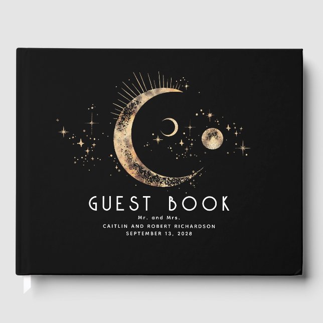 Livre D'or Crescent Moon Starry Nuit Mariage céleste (Recto)