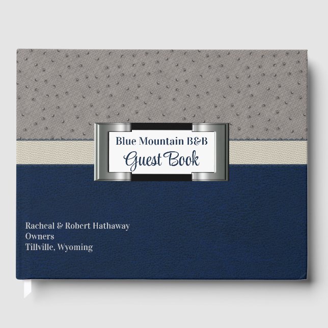 Livre D'or Cuir bleu et gris Faux (Recto)