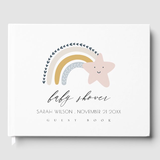 LIVRE D'OR CUL BLEU BLUSH RAINBOW STAR ENFANTS BABY SHOWER (Recto)
