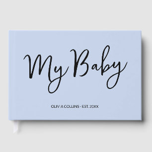 Livre D'or Custom Blue Keepsaké Script Baby Book for Mother